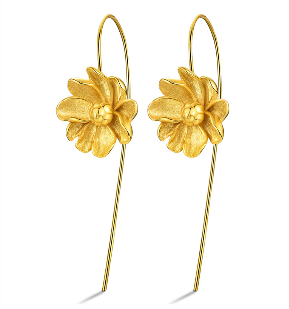 Golden Jasmine Blossom Sterling Silver 18k Gold Plated Earrings