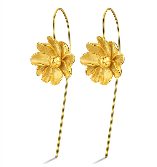 Golden Jasmine Blossom Sterling Silver 18k Gold Plated Earrings