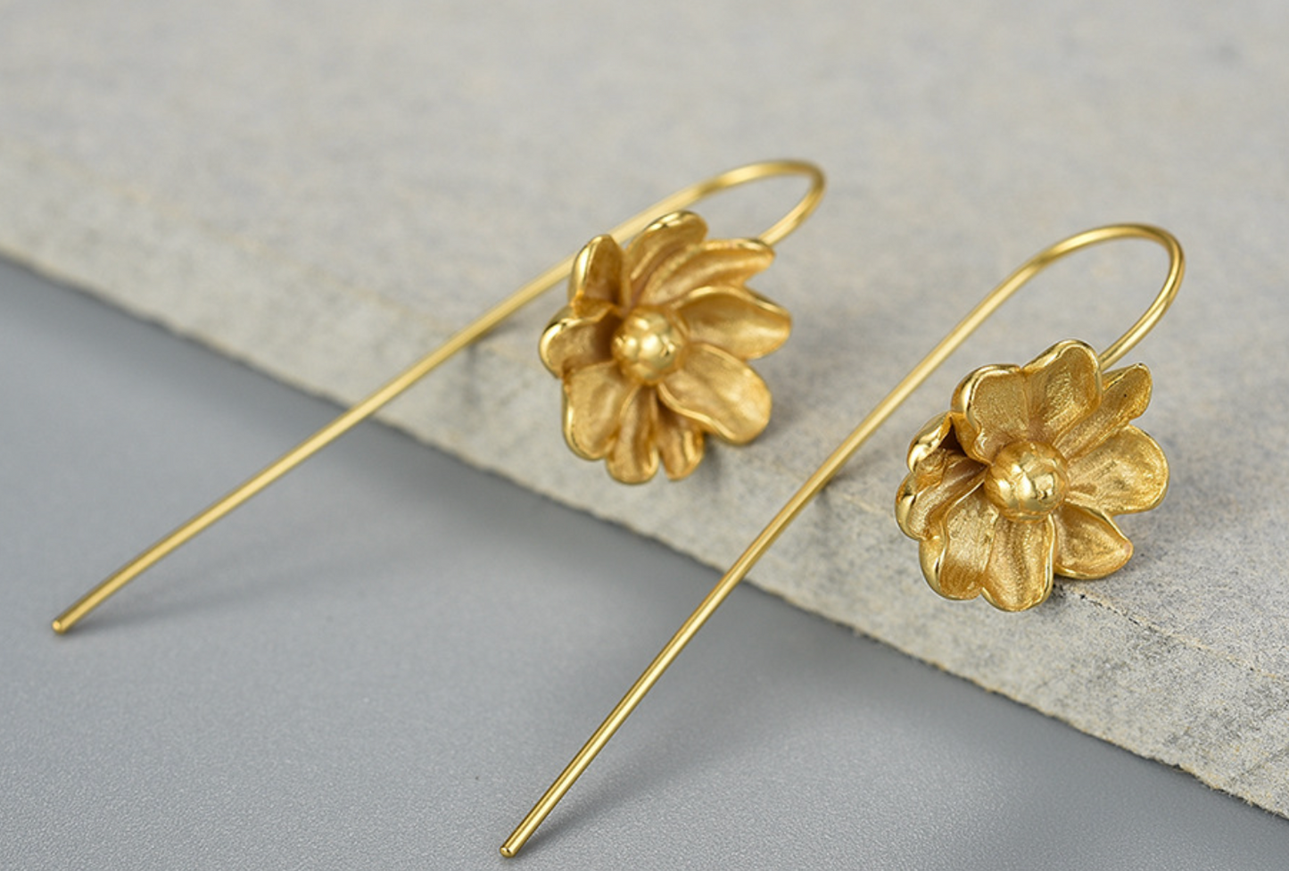 Golden Jasmine Blossom Sterling Silver 18k Gold Plated Earrings