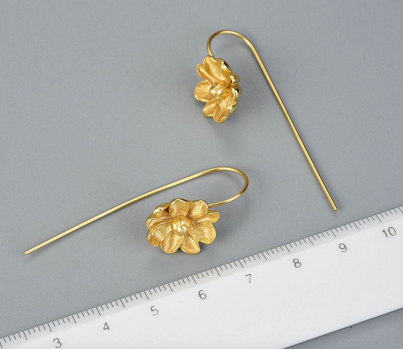 Golden Jasmine Blossom Sterling Silver 18k Gold Plated Earrings