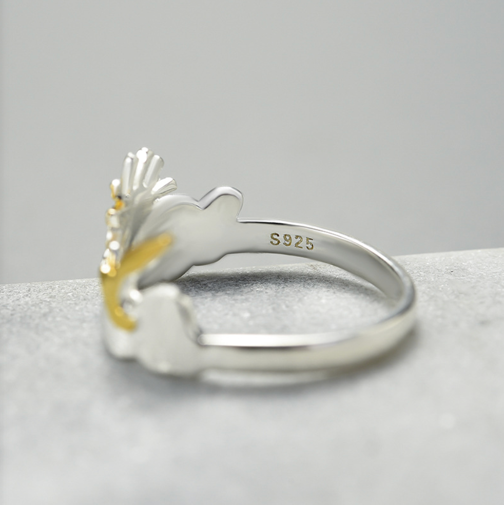 Dawn's Embrace Sterling Silver 18K Gold Plated Adjustable Ring