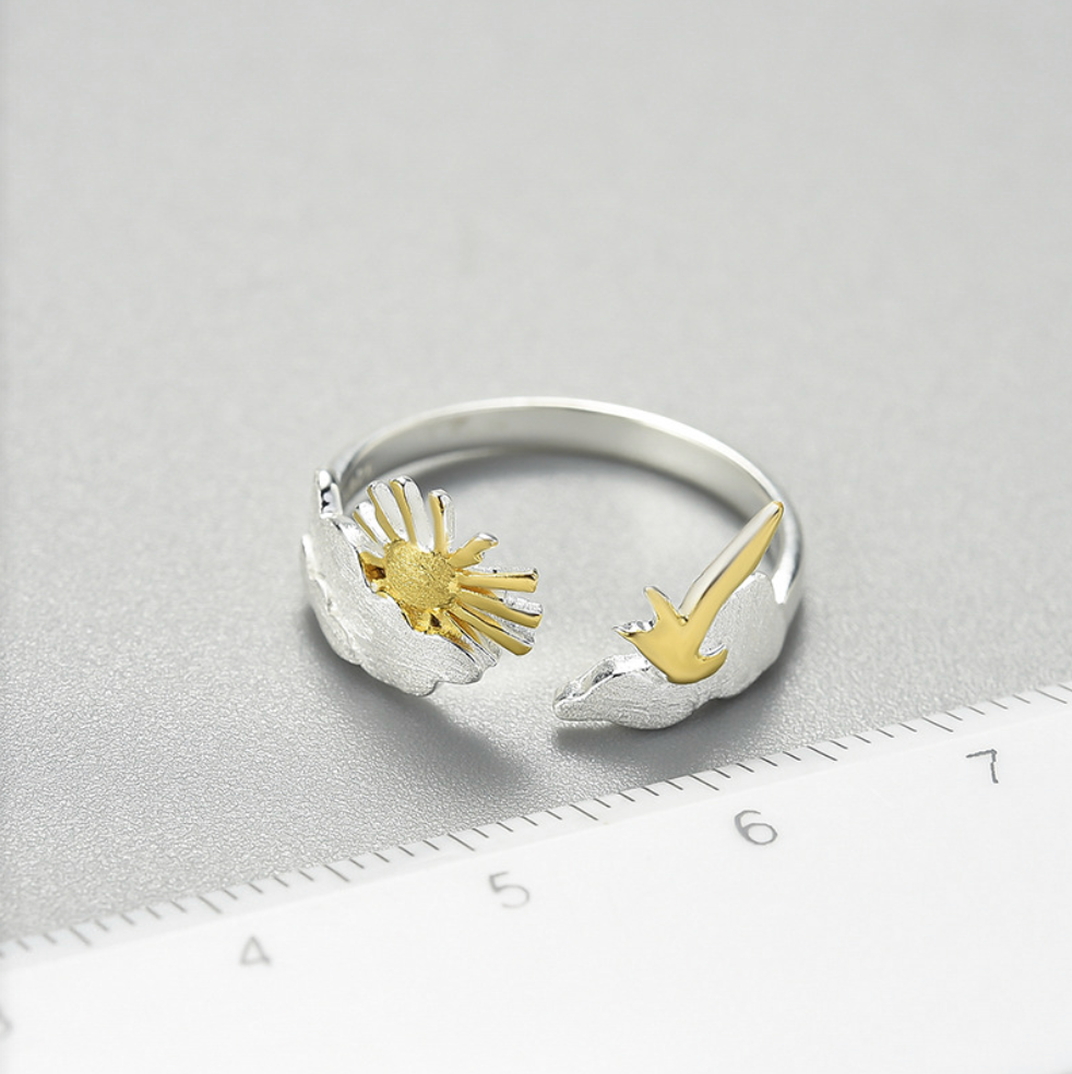 Dawn's Embrace Sterling Silver 18K Gold Plated Adjustable Ring