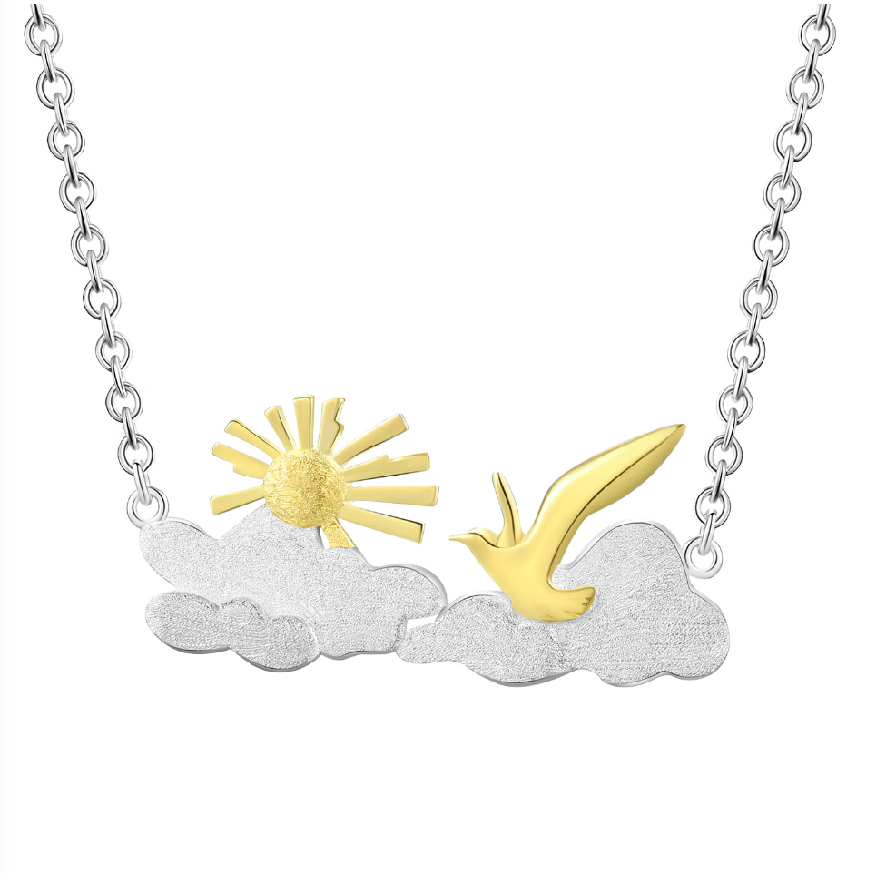 Dawn's Embrace Sterling Silver 18K Gold Plated Sunrise Necklace