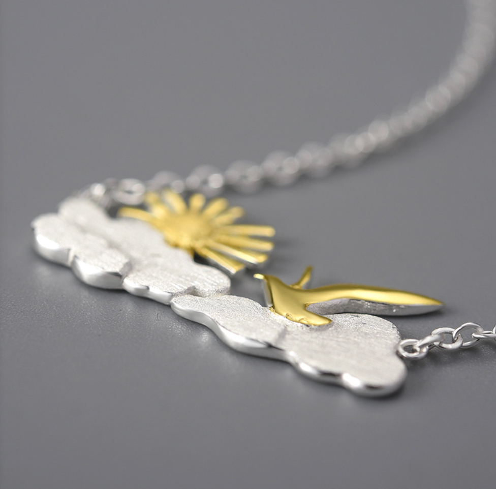 Dawn's Embrace Sterling Silver 18K Gold Plated Sunrise Necklace