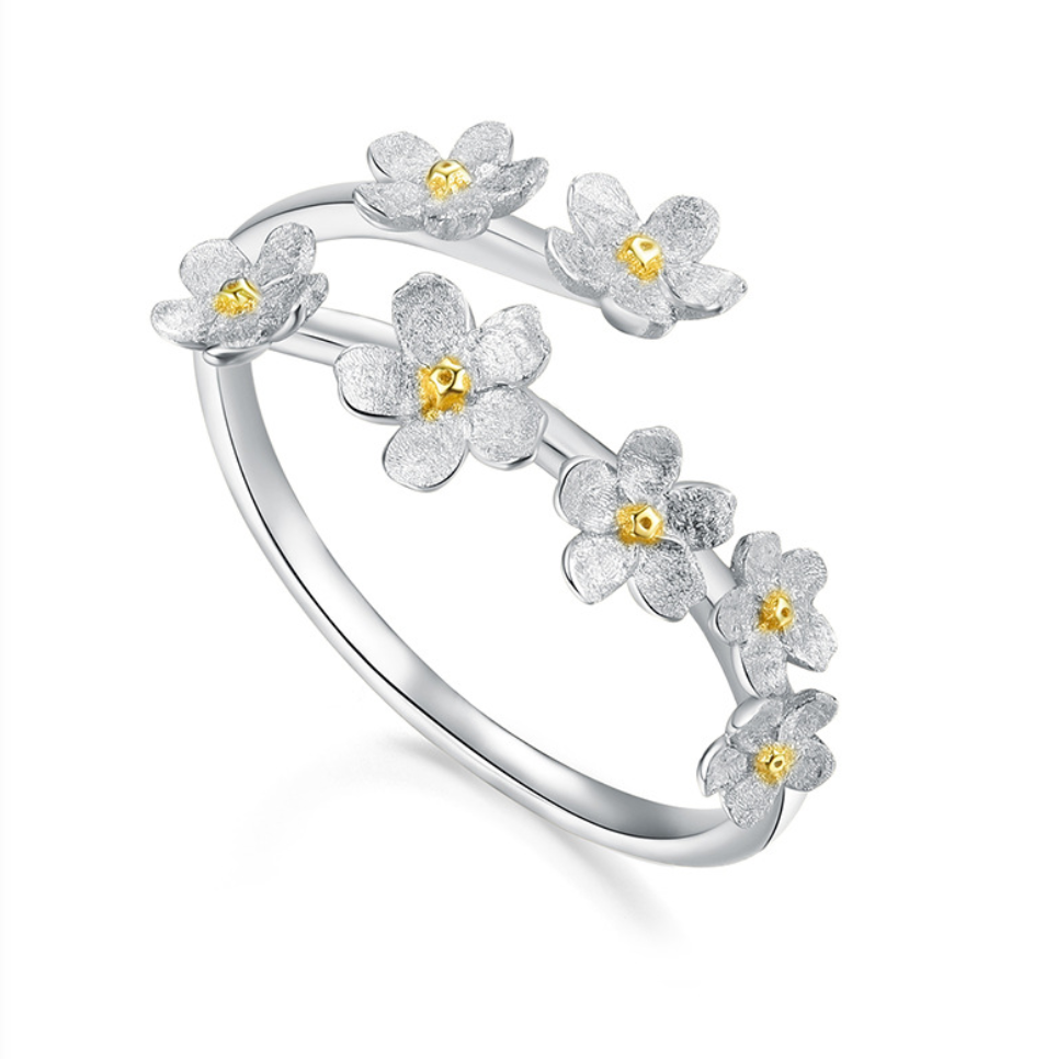 Forget-Me-Not Blossom Sterling Silver Open Ring